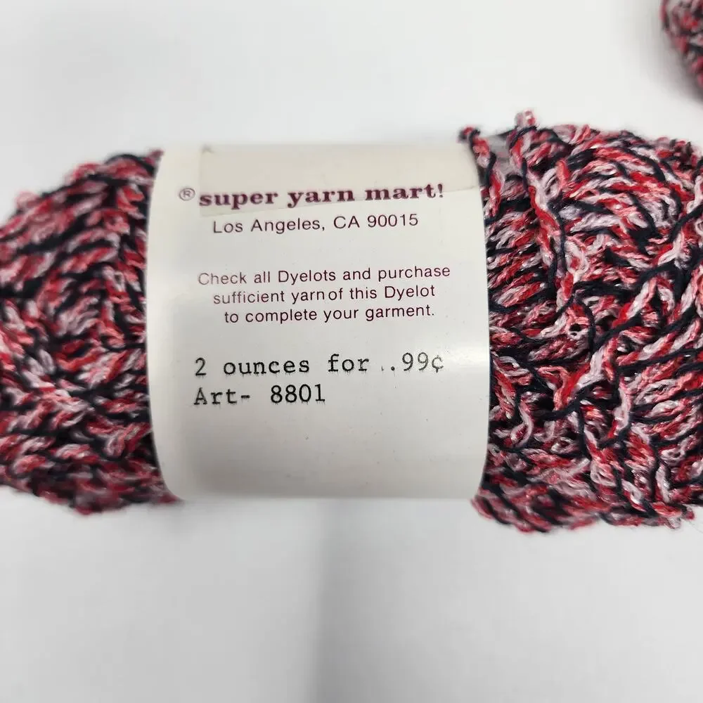 4 Skeins Vintage Baroque Yarn Variegated Color Red Pink Black 56 g Each Acrylic